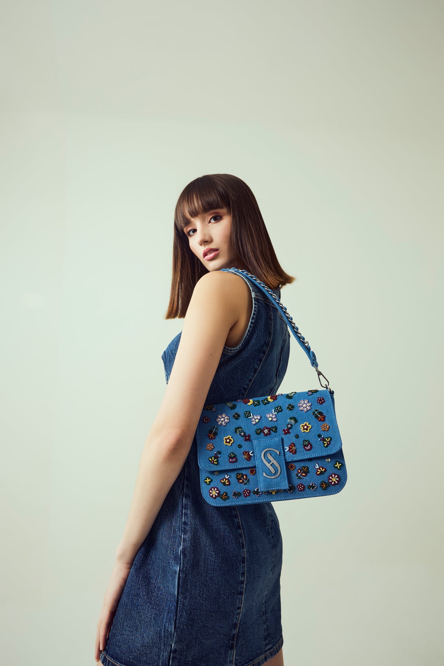 DENIM BLOSSOM BAG