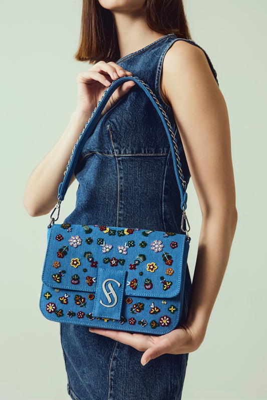 DENIM BLOSSOM BAG
