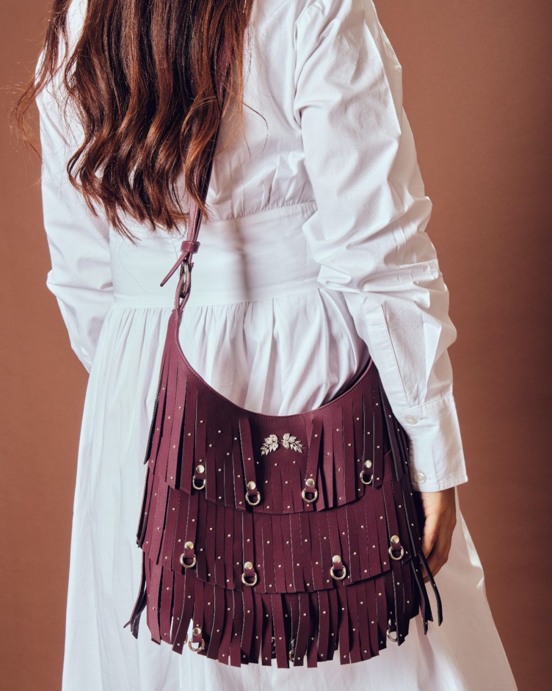 Fringe Maroon Bag - Image 2